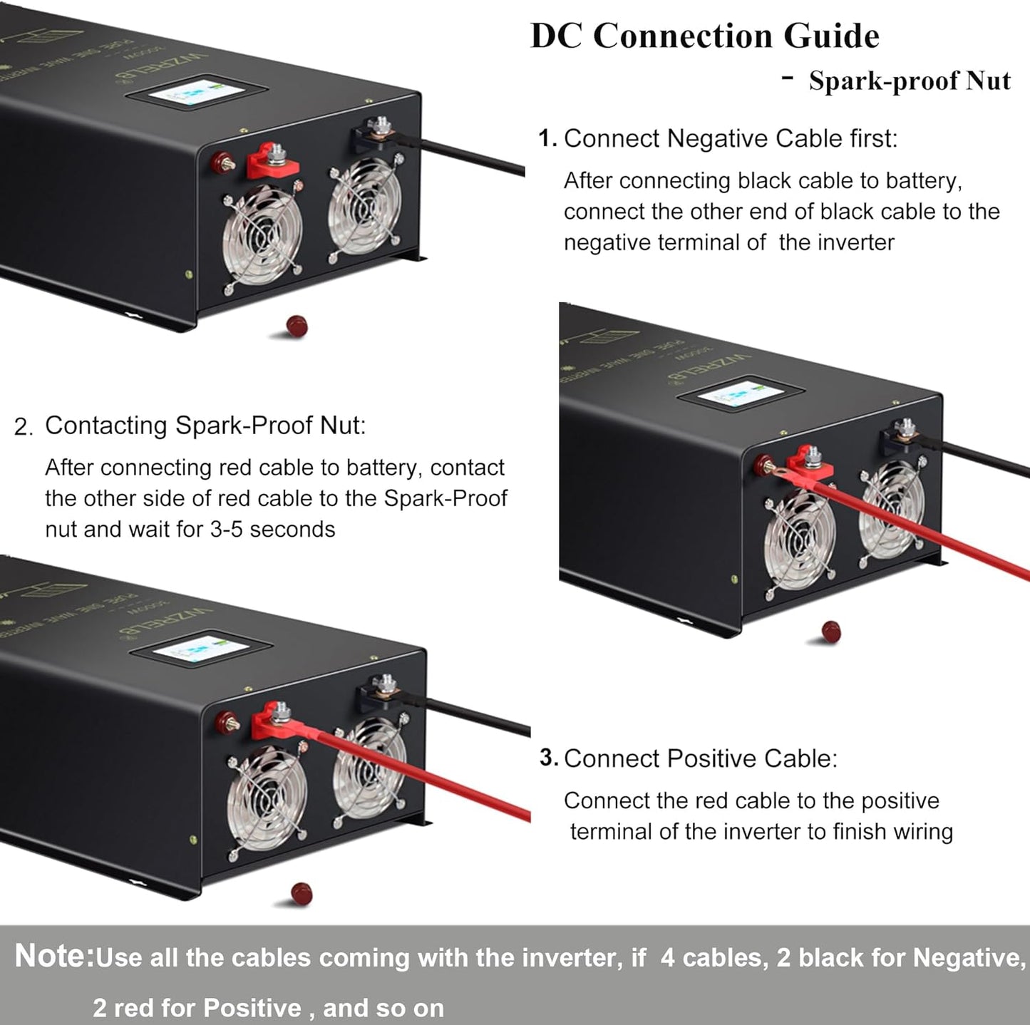 WZRELB 8000W 24V Pure Sine Wave Inverter,24 Volt DC to AC 120V 240V Split Phase Power Inverter,2*AC Hardwire Terminal,16KW Surge,High Efficiency up to 91.6% with LCD Display