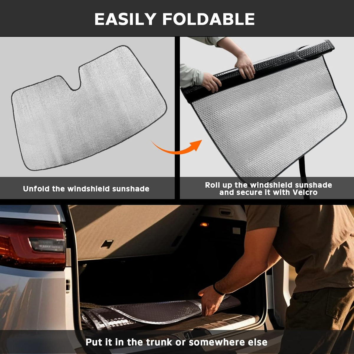 Windshield Sun Shade for Volvo XC60 2018-2025 - 5-Layer Bubble Foldable Front Window Shade Sun Visor Accessories - Blocks Heat & UV Rays