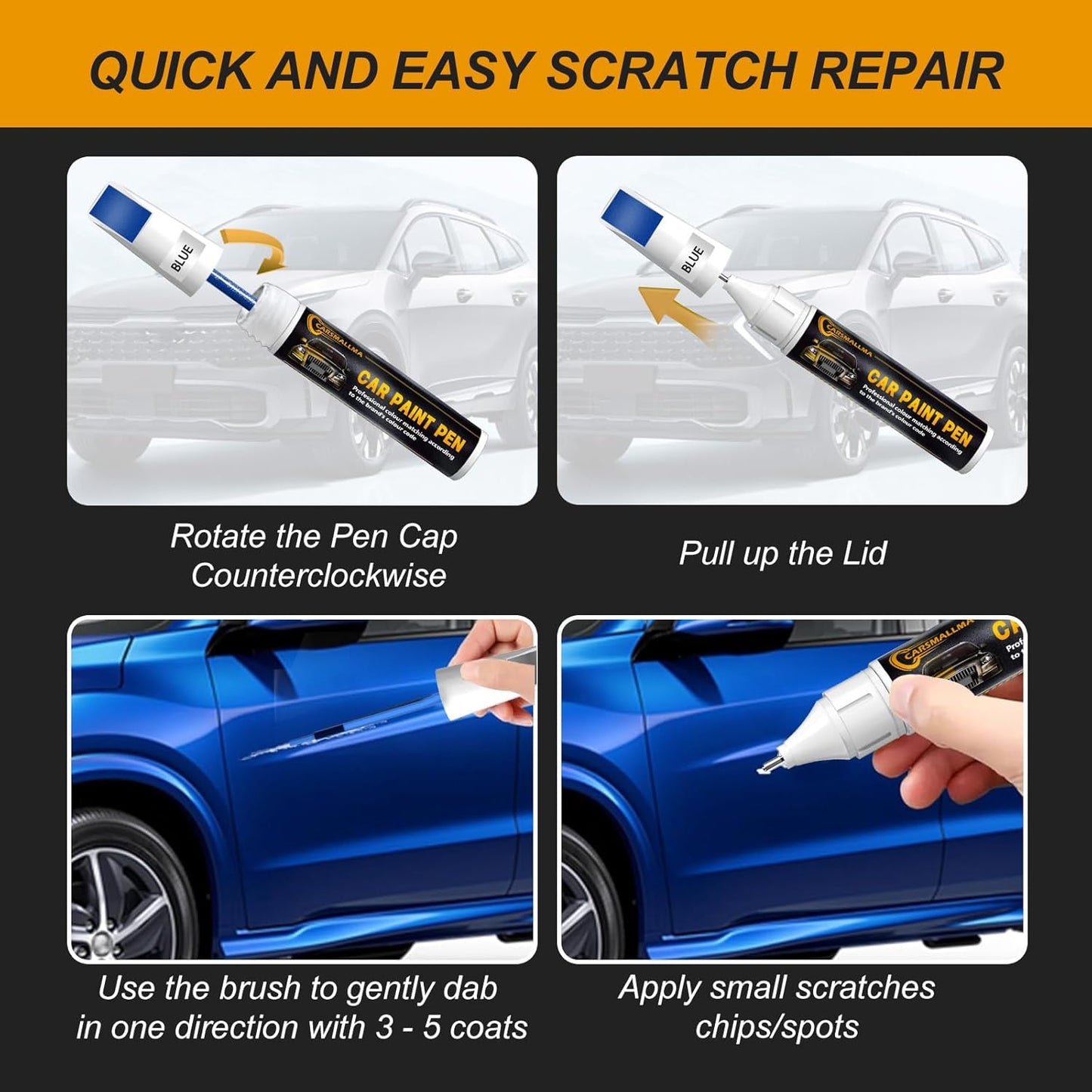 W6H Serenity White Pearl Car Touch Up Paint for Hyundai, Color Accurate Car Paint Scratch Repair Pen Kit Quick & Easy Fix Vehicle Chips and Automotive Nicks Scuff