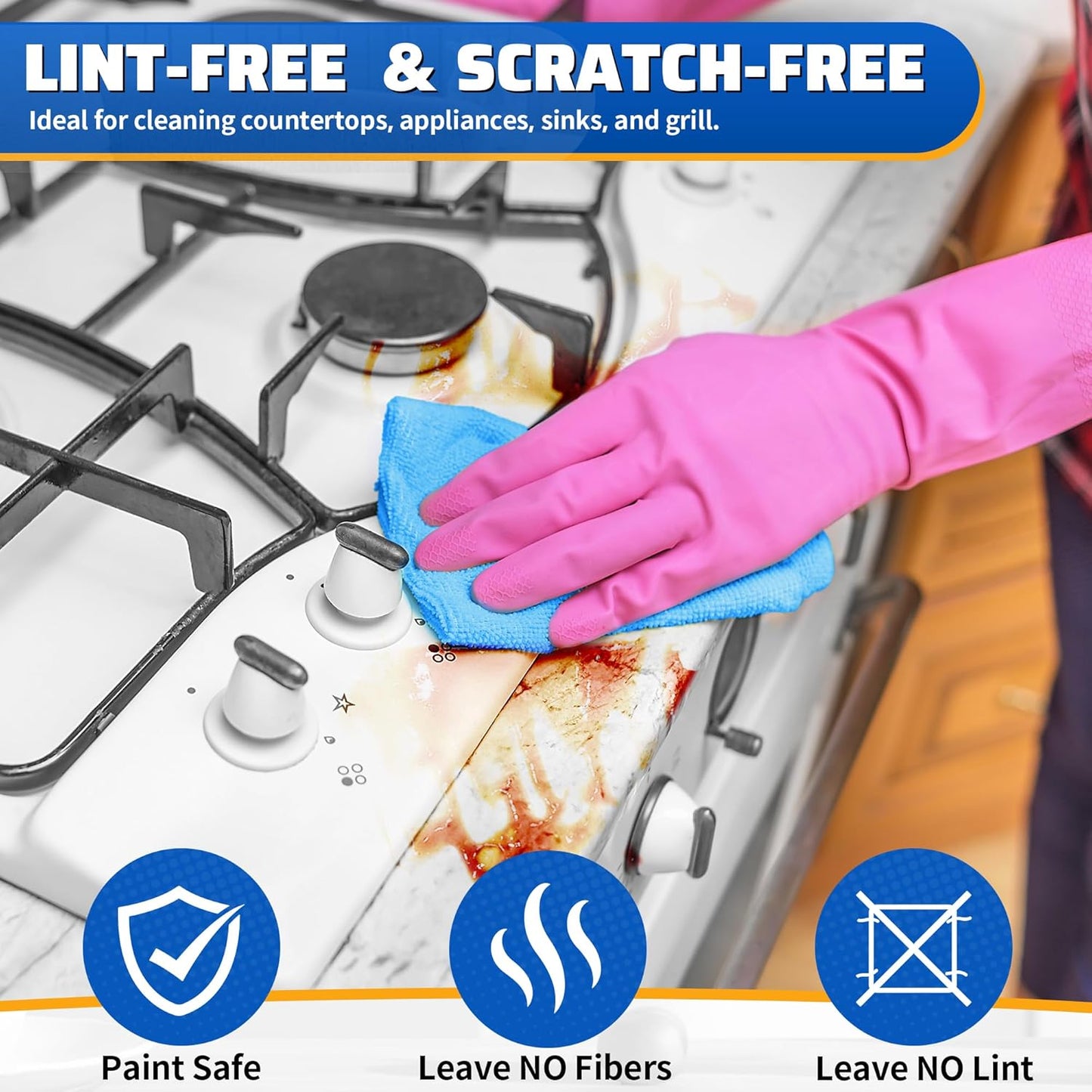 HOMERHYME Shop Towels, 150 Pack Cleaning Rags Microfiber Towels, Bulk All-Purpose Microfiber Cleaning Cloth Lint-Free Wipe Washcloth for Commercial Garage Automotive & Housekeeping 11.5"*11.5"