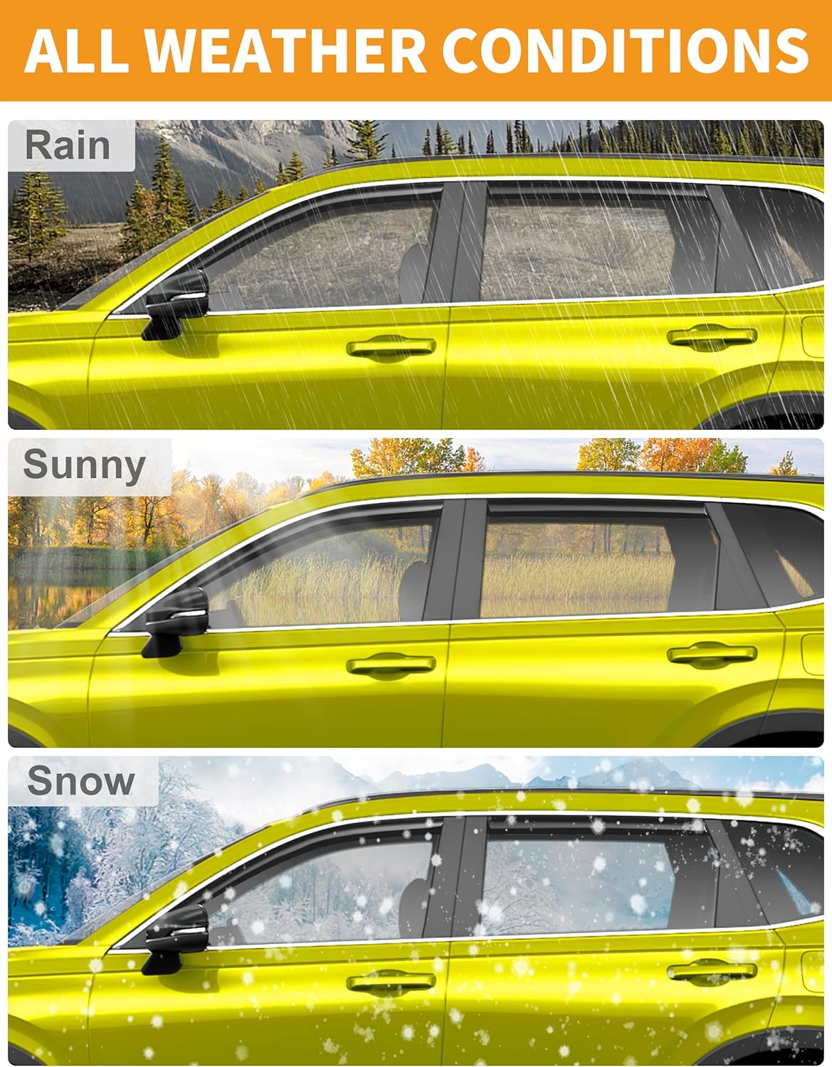in-Channel Window Rain Guards Fit for Truck Dodge RAM 1500 (New Body Style Includes TRX) 2019-2025 Crew Cab Extra Durable Window Deflectors Vent Visors Shades Exterior Car Accessories