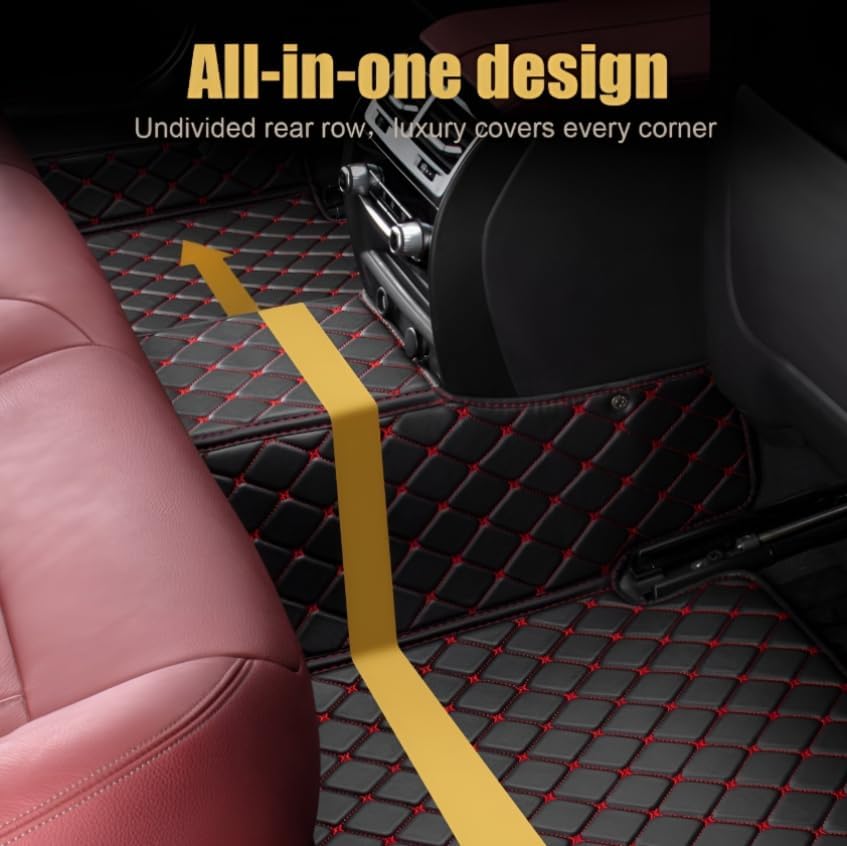 Add Personal Touch to Your Vehicle with IMEISH Customizable Logo Text Car Mats for 99% of vehiclesPads Protection Non-Slip Leather Floor Liners (Black Stripe)