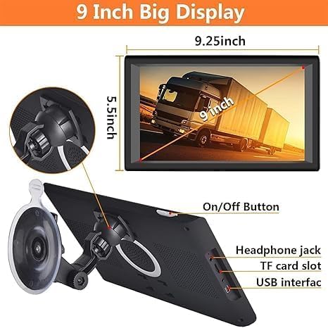 GPS Navigator for Car, Latest 2025 Map 9 inch Touch Screen Car GPS 256-16GB, Voice Turn Direction Guidance, Support Speed and Red Light Warning, North America Lifetime map Free Update