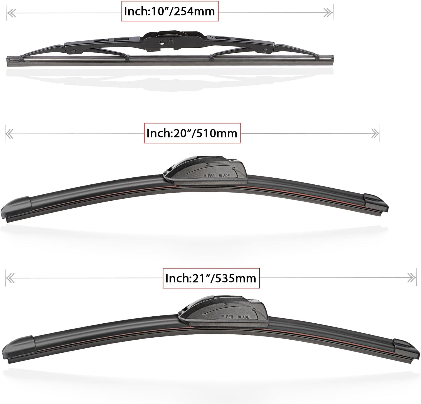 Windshield Wiper Blades Replacement for Honda CRV CR-V 2002 2003 2004 2005 2006 Original Factory Quality Front Rear Wipers Blade Set for My Car - 21" 20" 10" (Pack of 3)