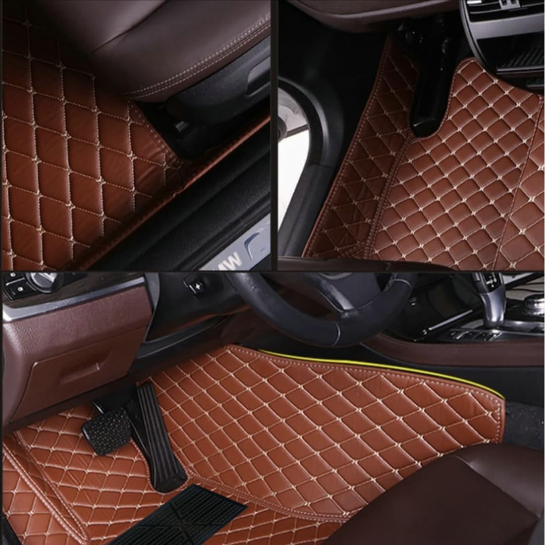 Custom Personalized Floor Mats for Cars，Luxury Full Coverage All Car Floor Mats，Anti-Slip Leather Car Mat Set ，Custom Floor Mats for 99% of Cars, Trucks & SUVs. (Blue and Black)