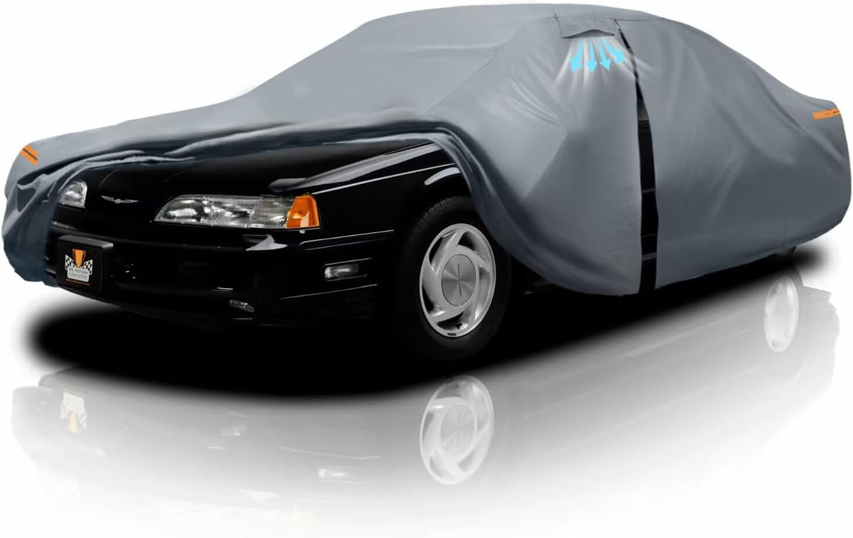 Waterproof Ford Thunderbird(1983-1997) Car Cover with Breathable Vents, [2025 Upgrade] Premium Covers with Cotton Liner and Zipper Door, Sun Rain Snow Dust Uv Protection.(Gift with Towel)