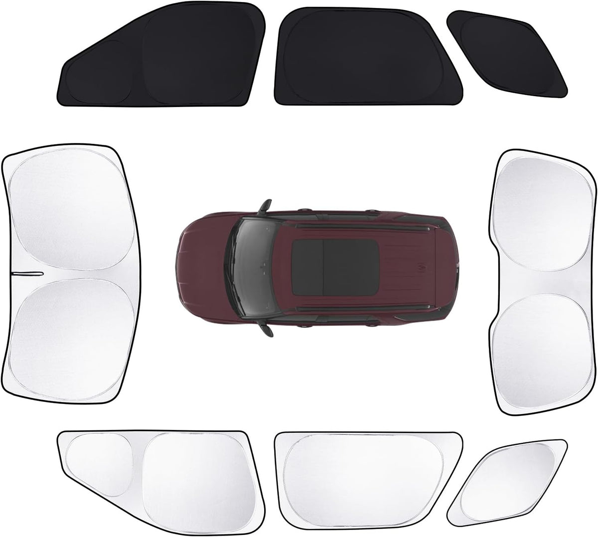 8pcs Car Window Shades for Ford Explorer SUV 2011-2019 Accessories,Windshield Side Rear Full Sunshade,Sun Visor UV Blocking, Privacy Protection and Blackout for Camping Outdoor