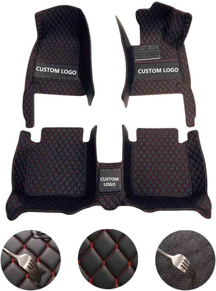 Custom All-Weather Protection Leather Car Floor Mats for Cars Sedan SUV Sports Car Waterproof Floor Mat (Black Yellow)