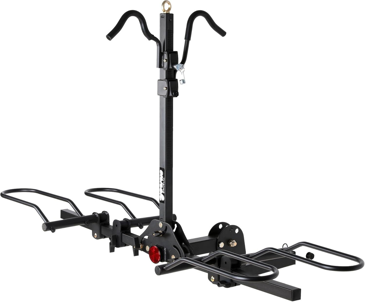 Young 200 lbs. Capacity Hitch Mounted 2-Bike Rack with Lock for Standard, Mountain, Fat Tire Bikes, fit Car, SUV, Van, RV, Trailer, Truck，Fits up to 5" Fat Tire Width and 50" Wheelbase，for 2" Receiver