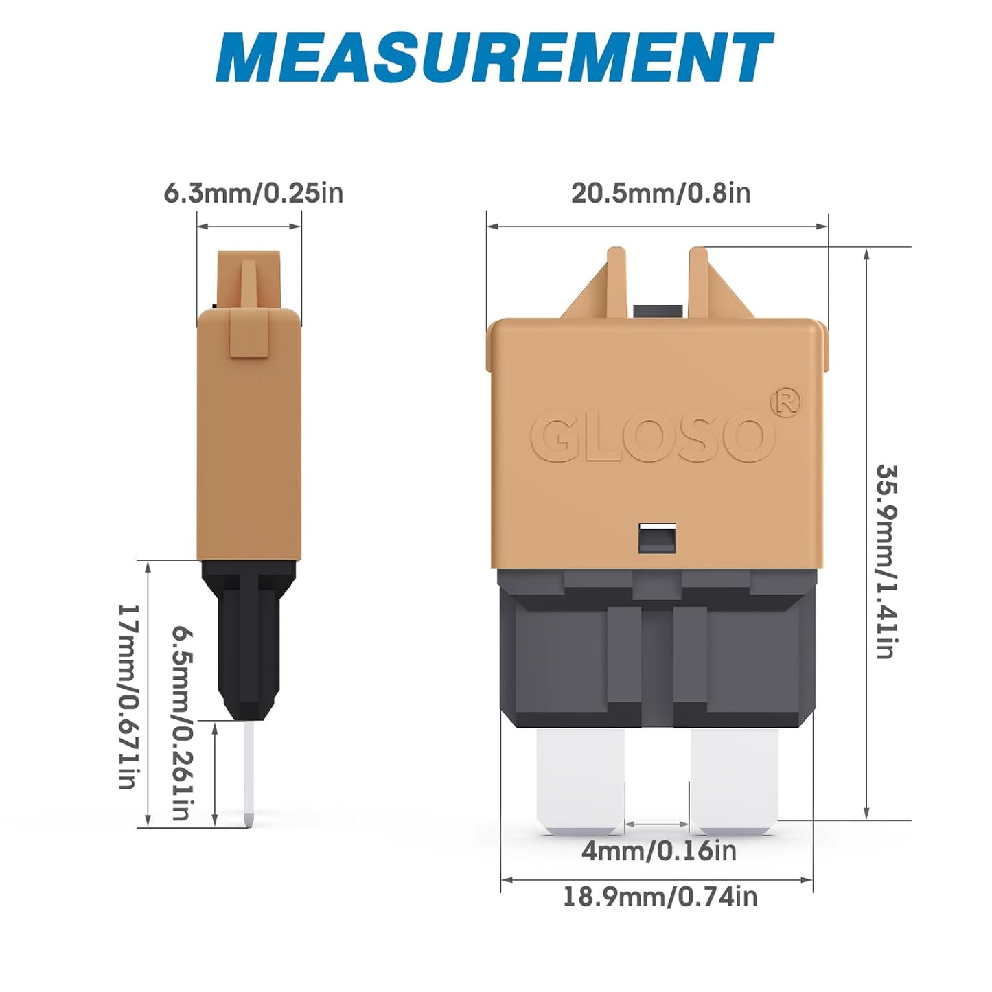 GLOSO Circuit Breakers E39 Manual (T3) Reset Low Profile ATC/ATO (3A - 5 Pack)