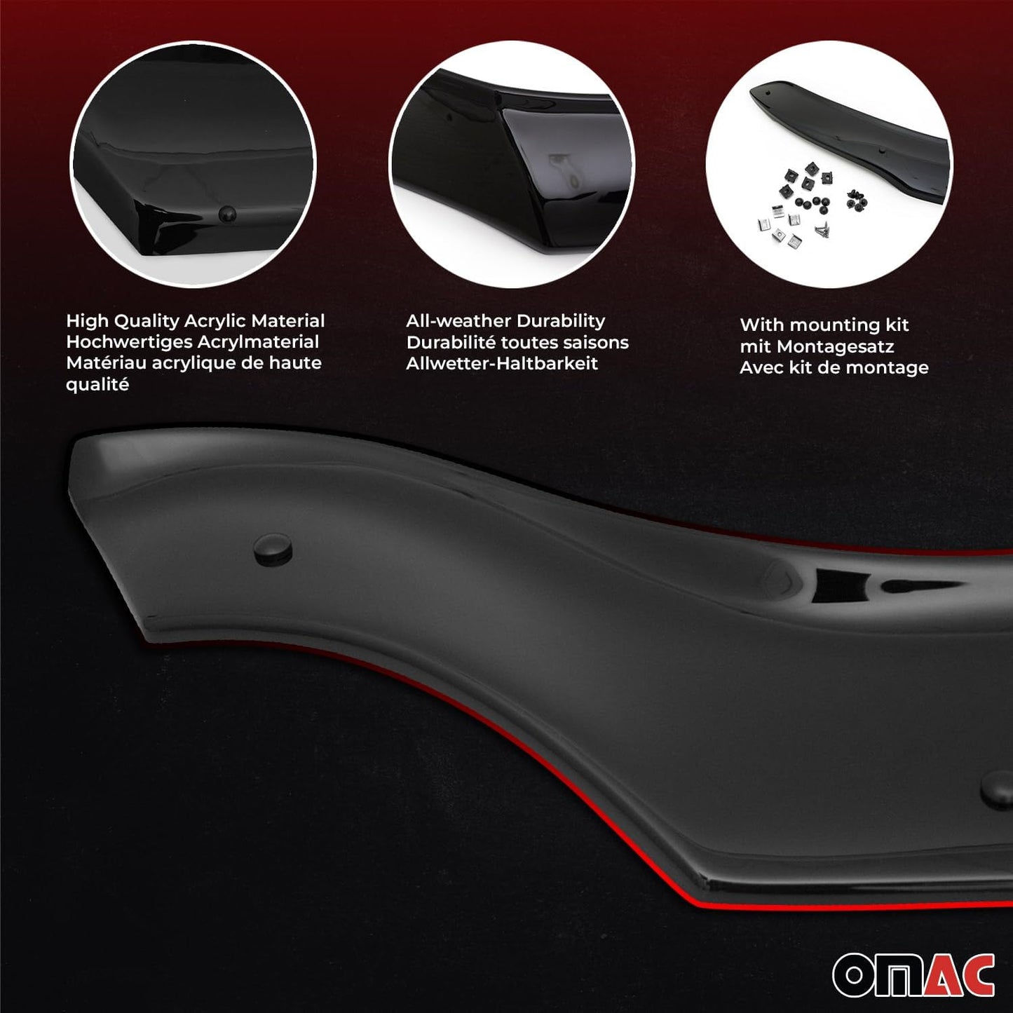 OMAC Front Bug Shield Hood Deflector Guard fits Hyundai Tucson 2022-2025 Black Smoke