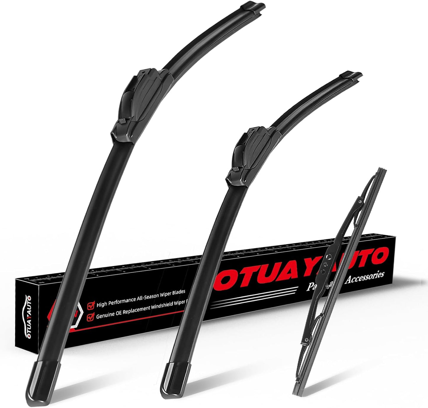 OTUAYAUTO Premium Windshield Wiper Blades - Replacement for Chevrolet Equinox 2018-2023 - Precision Fit, All-Weather Performance, Front and Rear Wiper Blades, J/U Hook - 24"+18"+13" (Pack of 3)