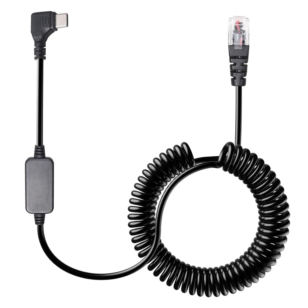 Radar Detector Colied Cord with USB-C to RJ11 Plug Cable 5V-12V Power Cable Compatible with Escort Uniden Radenso XP Beltronics Cobra Whistler 9.8FT Powered for 12V Radar Detectors