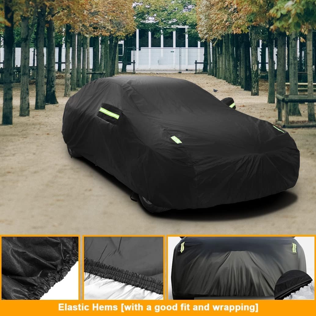 Car Cover Compatible with Cadillac CT4 2020-2025, Waterproof All Weather Car Cover with Cotton Lining, Rain Snow Sun Dust Car Covers with Reflective Strip and Windproof Straps, Outdoor Indoor