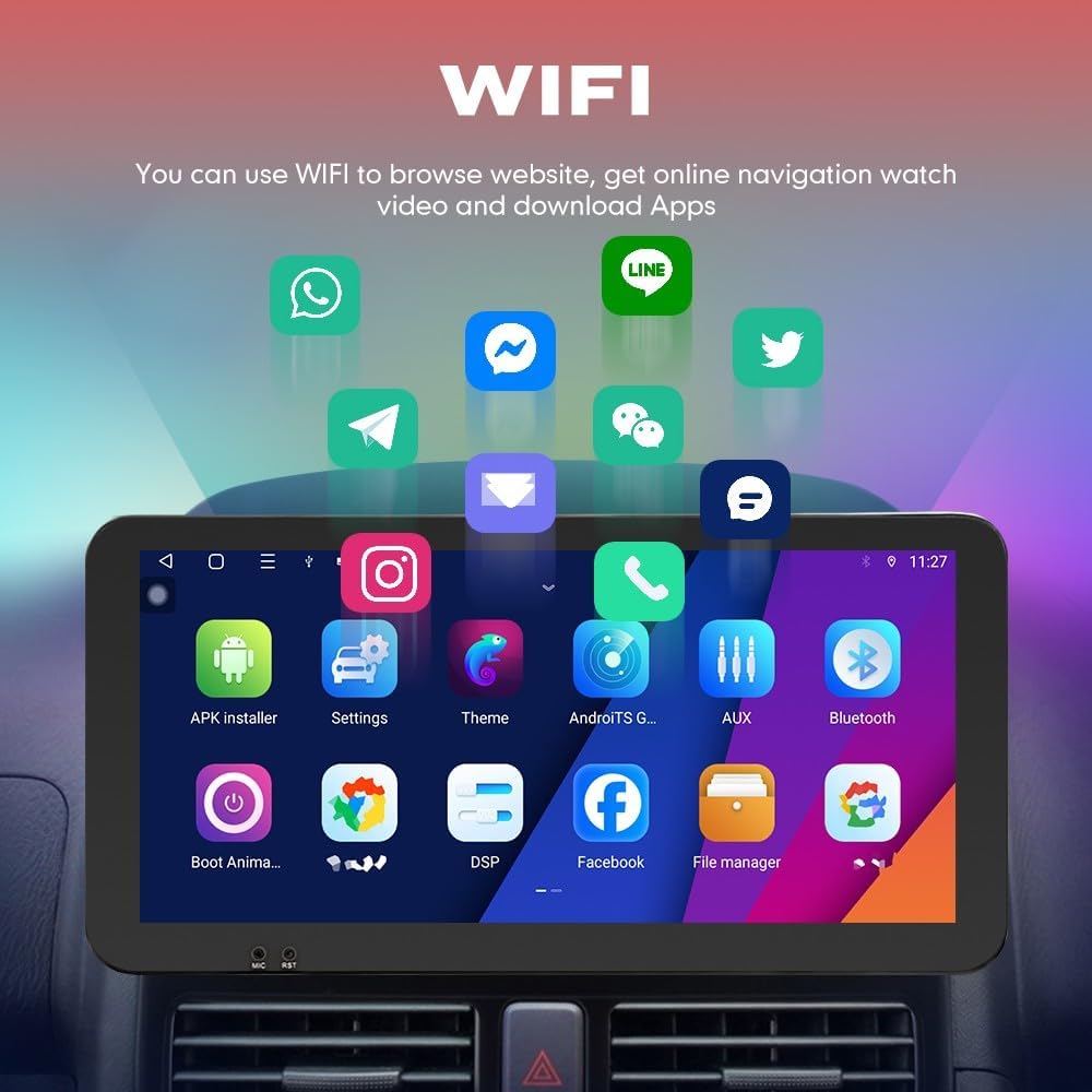 Kunfine Car CarPlay Android Auto Navigation Stereo GPS Radio Camera Display 10.33" QLED Touchscreen Headunit Tablet Media Player for Peugeot 301 2013-2022, if Applicable Octa Core 6G+128G Matte Black