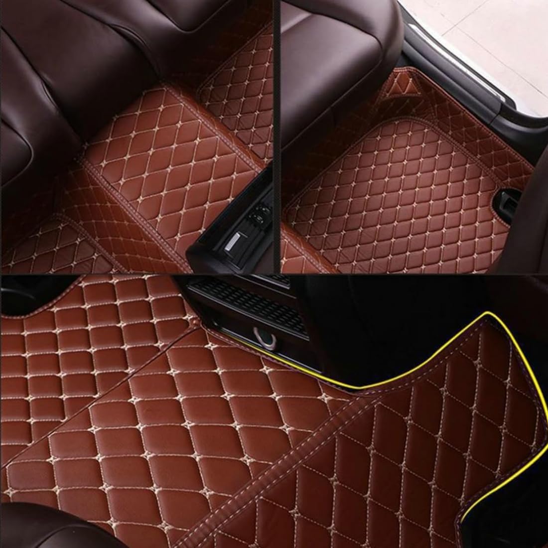 Custom Personalized Floor Mats for Cars，Luxury Full Coverage All Car Floor Mats，Anti-Slip Leather Car Mat Set ，Custom Floor Mats for 99% of Cars, Trucks & SUVs. (Purple and Black)