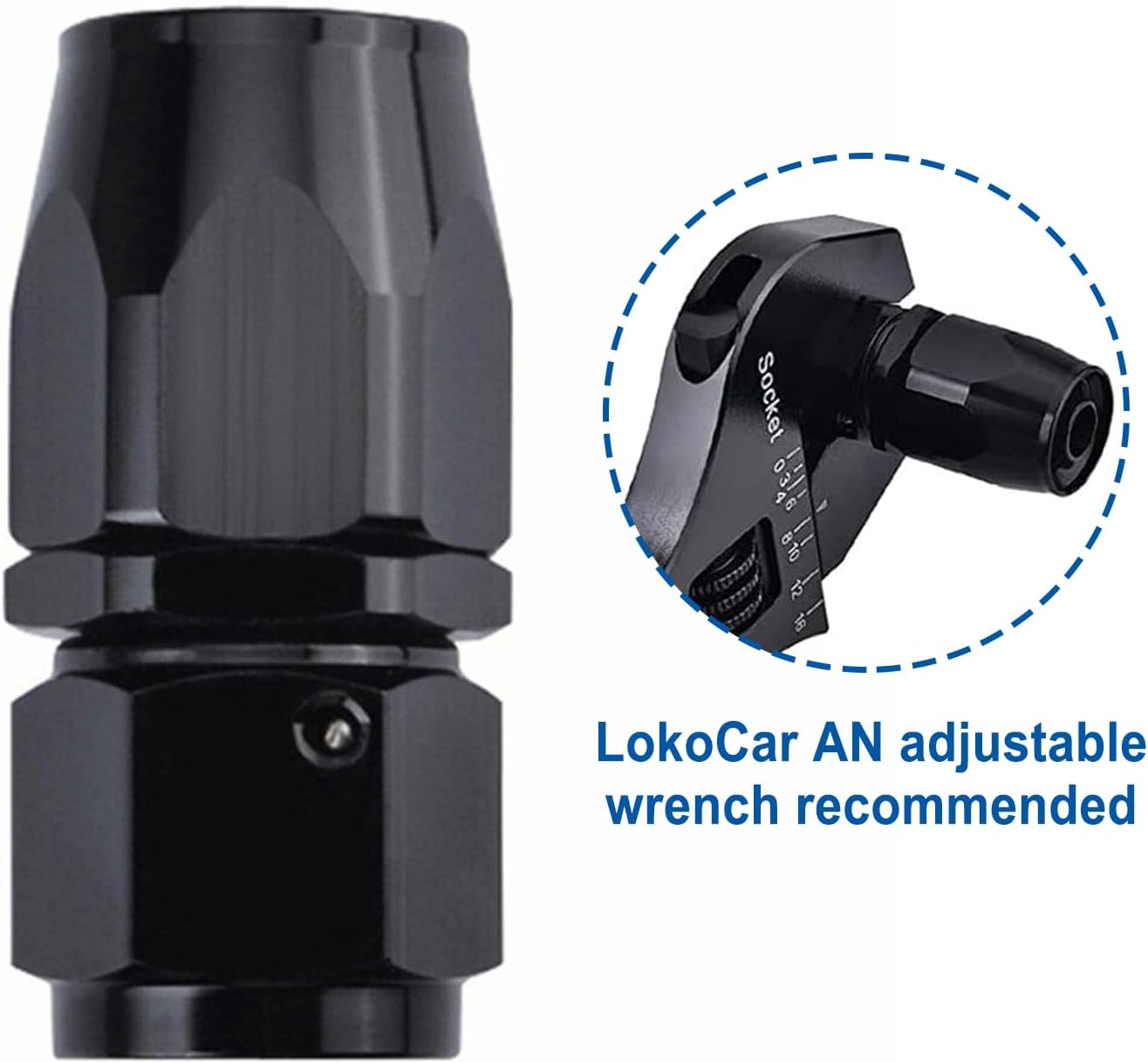 LokoCar 4AN Hose End Fitting 0 Degree Straight Swivel For CPE Braided Hose Black 2Pcs
