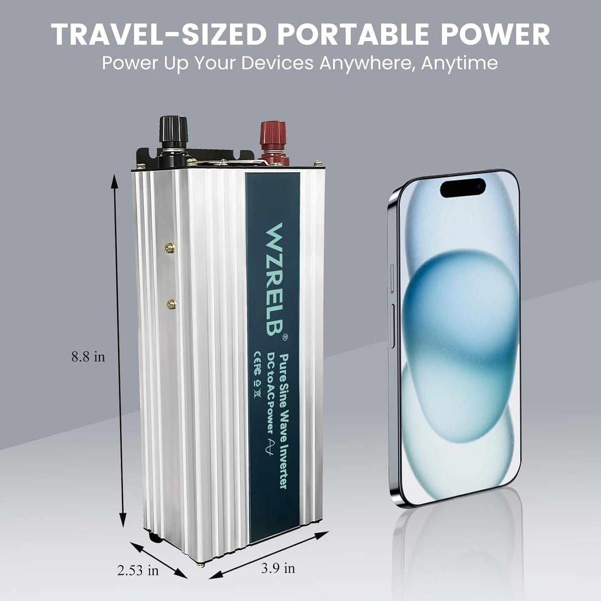 WZRELB 800W Pure Sine Wave Inverter 24V DC to 110V 120V AC Power Converter with LED Display, Off-Grid Portable Power Inverter with 2 AC Outlets for Home, RV, Truck, Camping