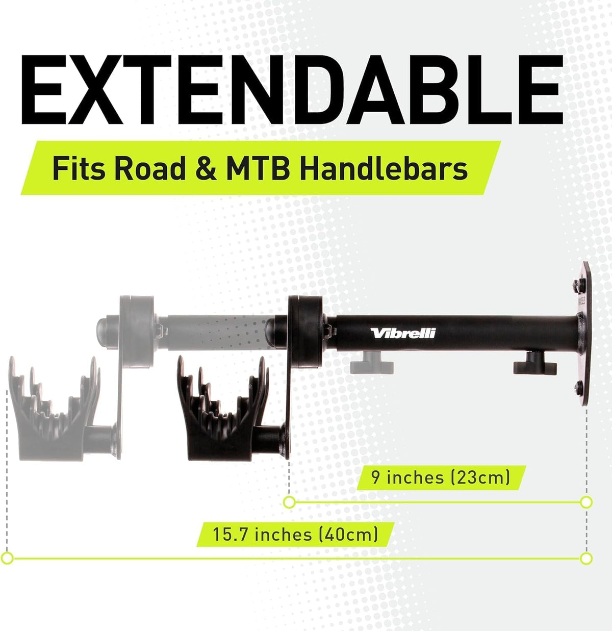 Vibrelli Bike Wall Mount - Horizontal Storage Rack for Hanging Bicycles in Home or Garage - Adjustable Bike Hanger, Holder - Wall Bike Rack Hooks for Bicycles - Mountain, Road, Hybrid