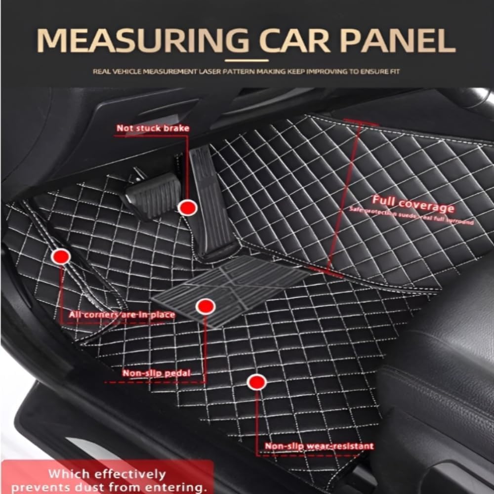 Add Personal Touch to Your Vehicle with IMEISH Customizable Logo Text Car Mats for 99% of vehiclesPads Protection Non-Slip Leather Floor Liners (Red Stitching)