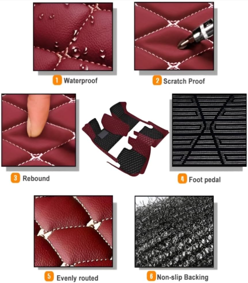 Add Personal Touch to Your Vehicle with IMEISH Customizable Logo Text Car Mats for 99% of vehiclesPads Protection Non-Slip Leather Floor Liners (Black Stripe)