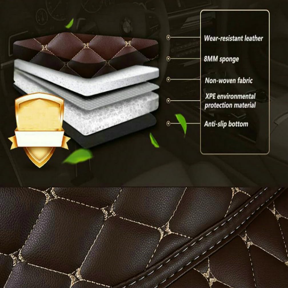 Customized Personalized Car Mats - All Weather Men's and Women's Floor mats Suitable for 99% of vehiclesPads Protection Non-Slip Leather Floor Liners (Red and Black Stripes)