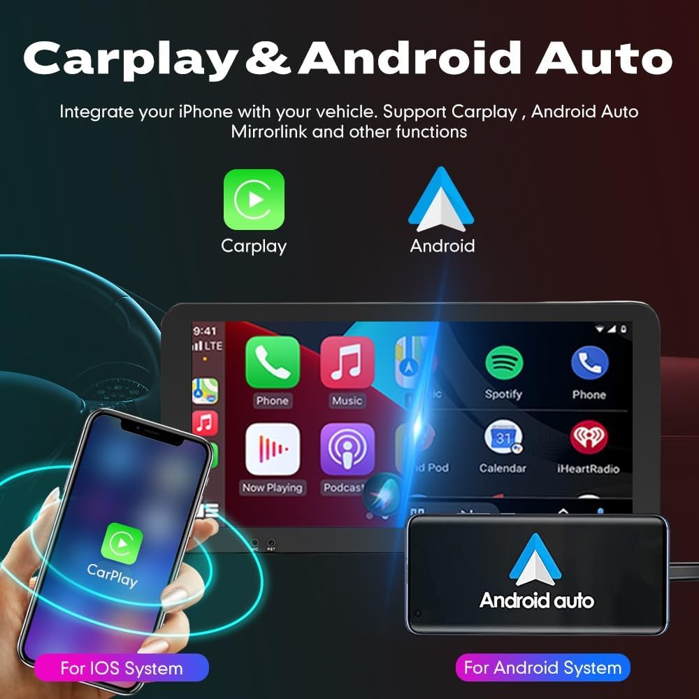 Kunfine Car CarPlay Android Auto Navigation Stereo GPS Radio Camera Display 10.33" QLED Touchscreen Headunit Tablet Media Player for Peugeot 301 2013-2022, if Applicable Octa Core 6G+128G Matte Black