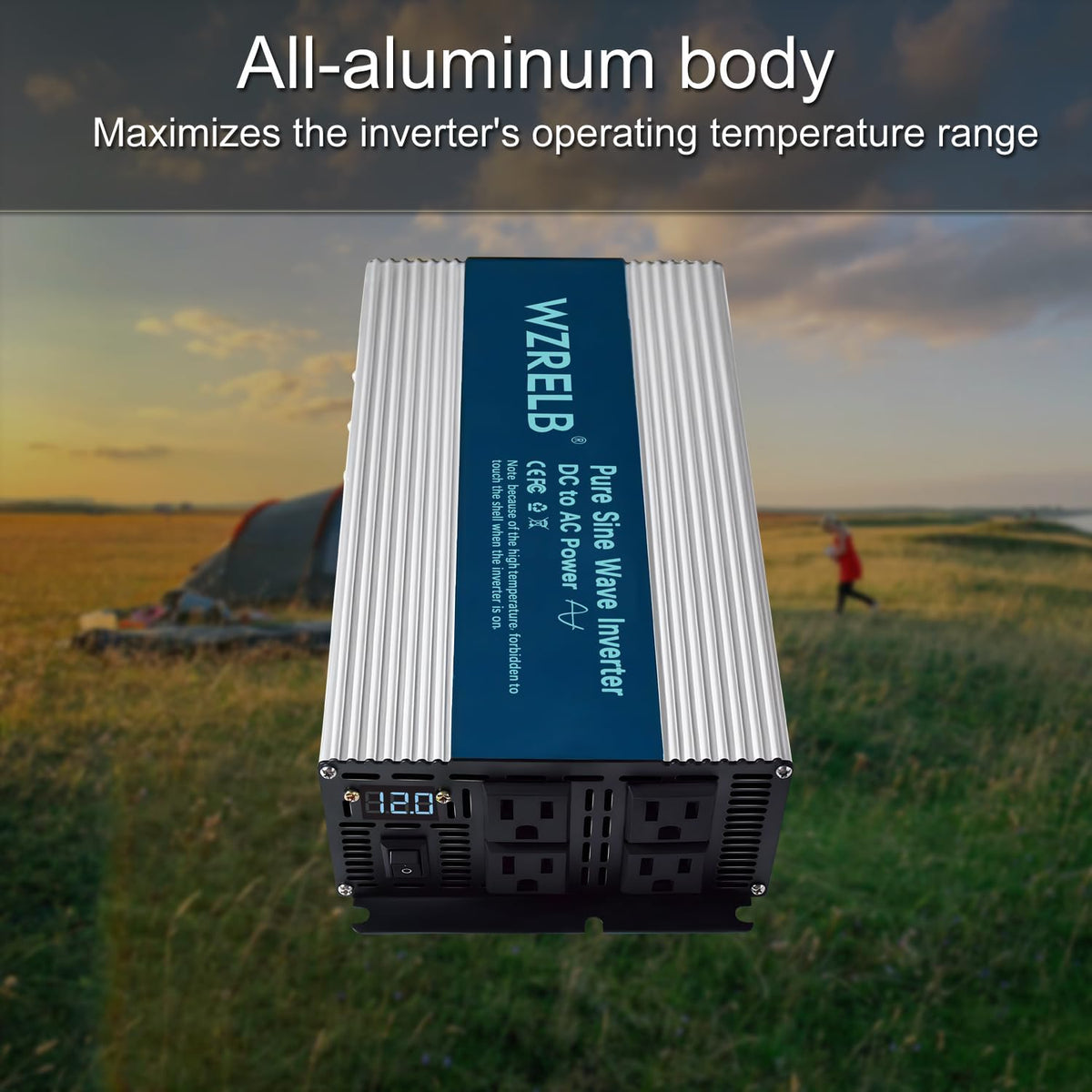 WZRELB 1800W Pure Sine Wave Inverter 36V DC to 110V 120V AC,Car Power Inverter with 4 AC Outlets, LED Display,Off-Grid Portable Power Converter for Home, RV, Truck, Camping
