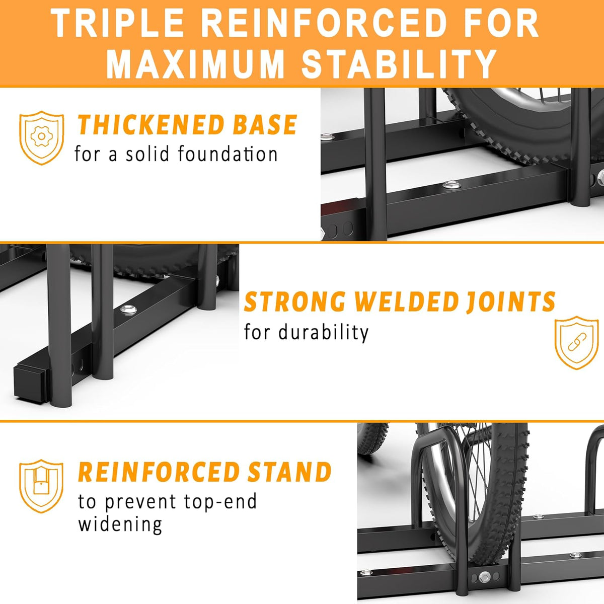 Ultrawall Bike Storage Rack for Garage, 5 Bikes Floor Bike Stand, Bicycle Parking Holder Stand for Indoor/Outdoor, Fit 22-28" Wheel Tire Width 2.1"