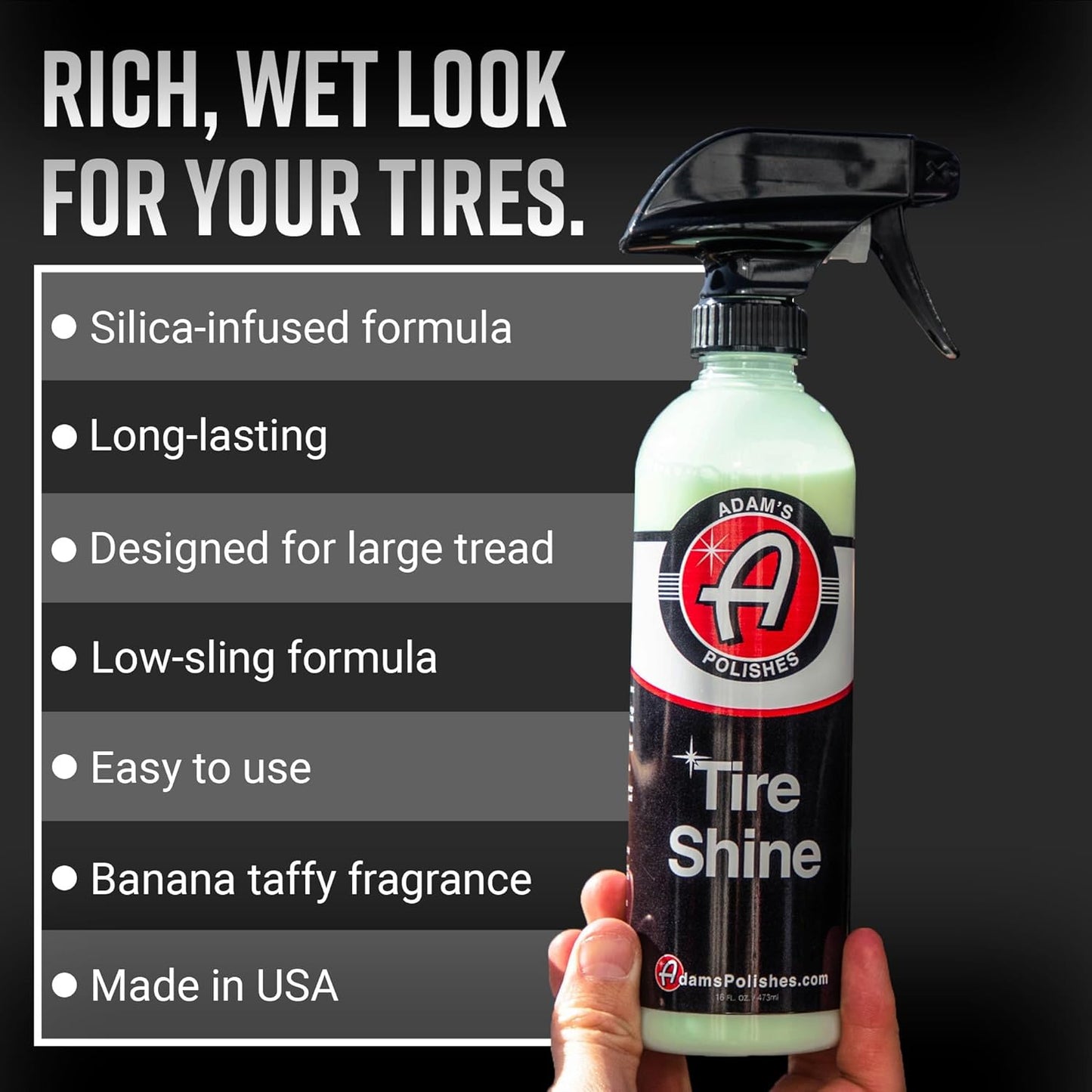 Adam's Polishes Tire Shine 5 Gal - Spray Tire Dressing W/ SiO2 For Non Greasy Car Detailing | Use W/Tire Applicator After Tire & Wheel Cleaner | Tire Ceramic Coating Car Wax Like Tire Protection
