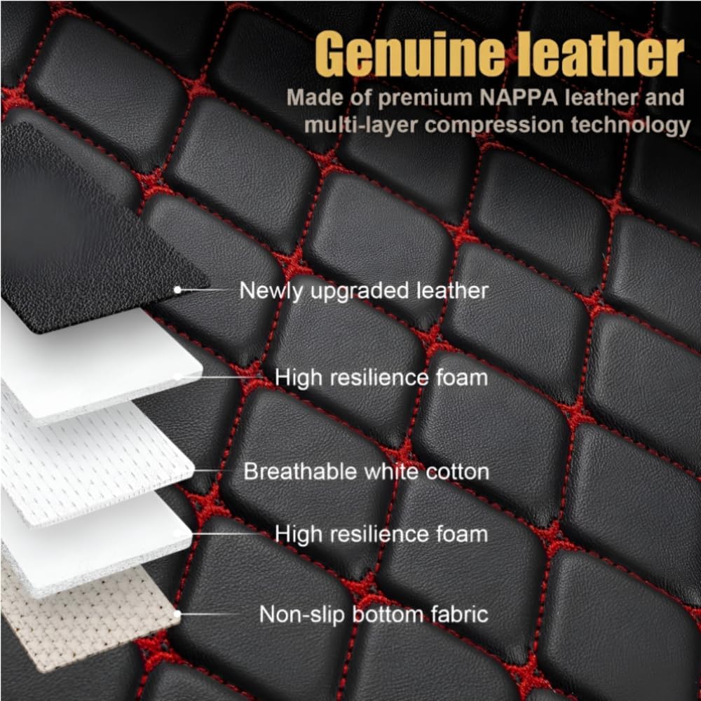 Add Personal Touch to Your Vehicle with IMEISH Customizable Logo Text Car Mats for 99% of vehiclesPads Protection Non-Slip Leather Floor Liners (Black red)