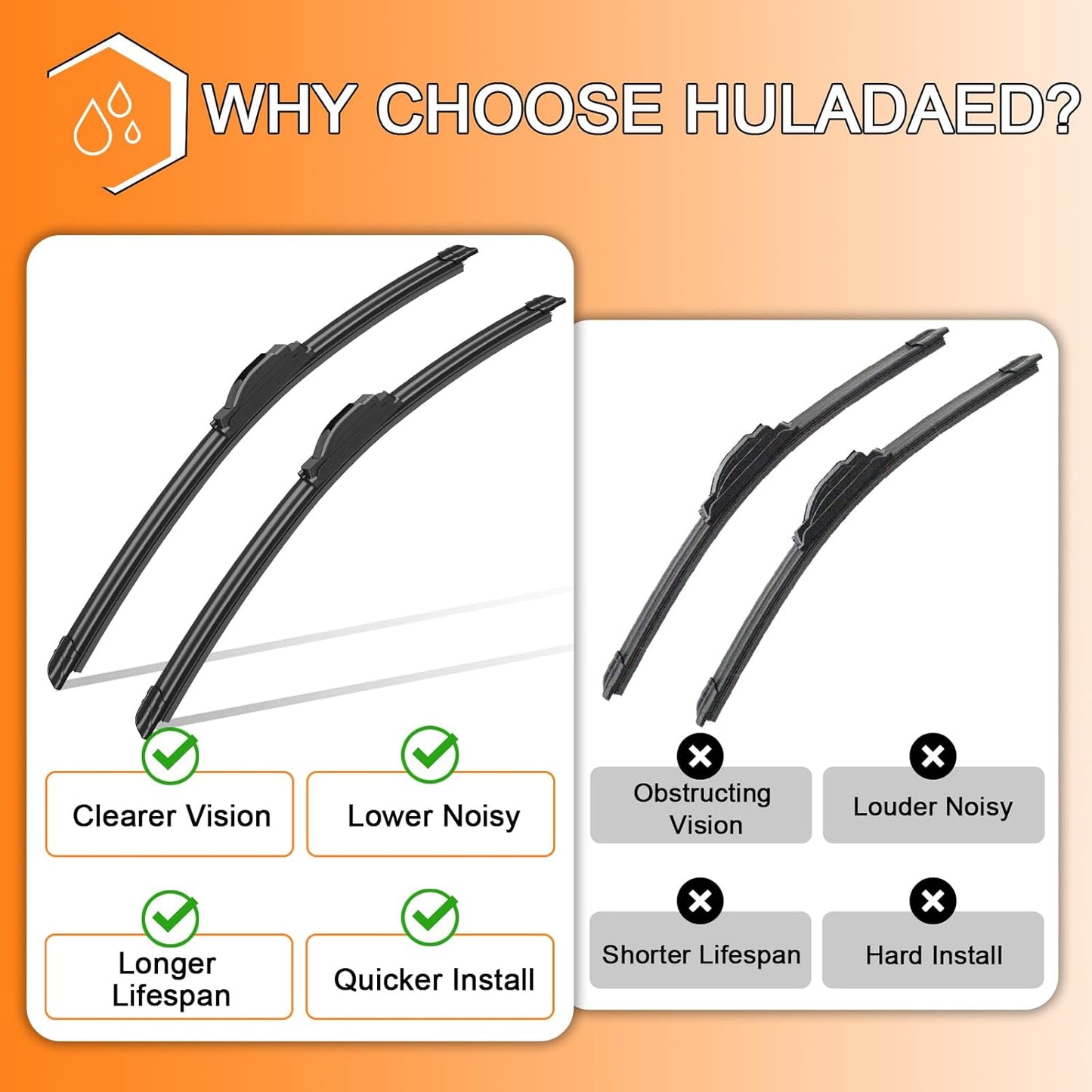 HULADAED® 28'' 20''16'' Windshield Wipers Replacement for Toyota Sienna 2020-2011,Silicone Front Rear Wiper blades for MY Car-All Weather & Quiet(3 PACK)