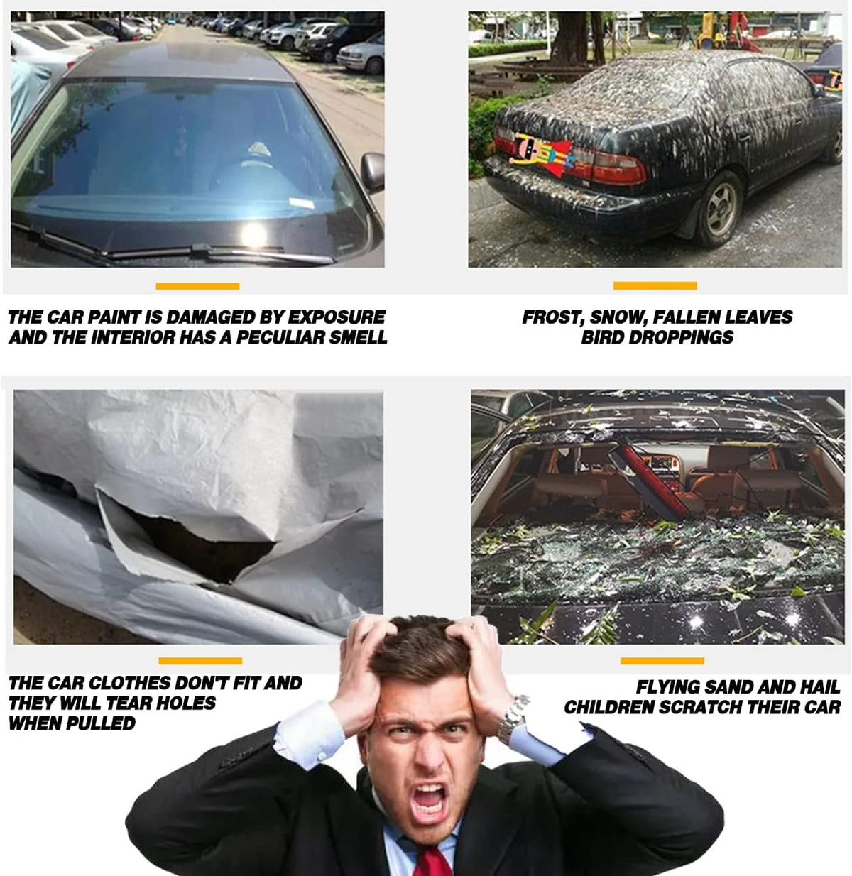 TUCAREST 6-Layers PEVA Premium Full Car Cover Fit for Pickup Sedan hatchback SUVs MPV Rain and snow protection, sun protection, UV protection, and protection of car paint surfaces-Silver Grey -Up 237"