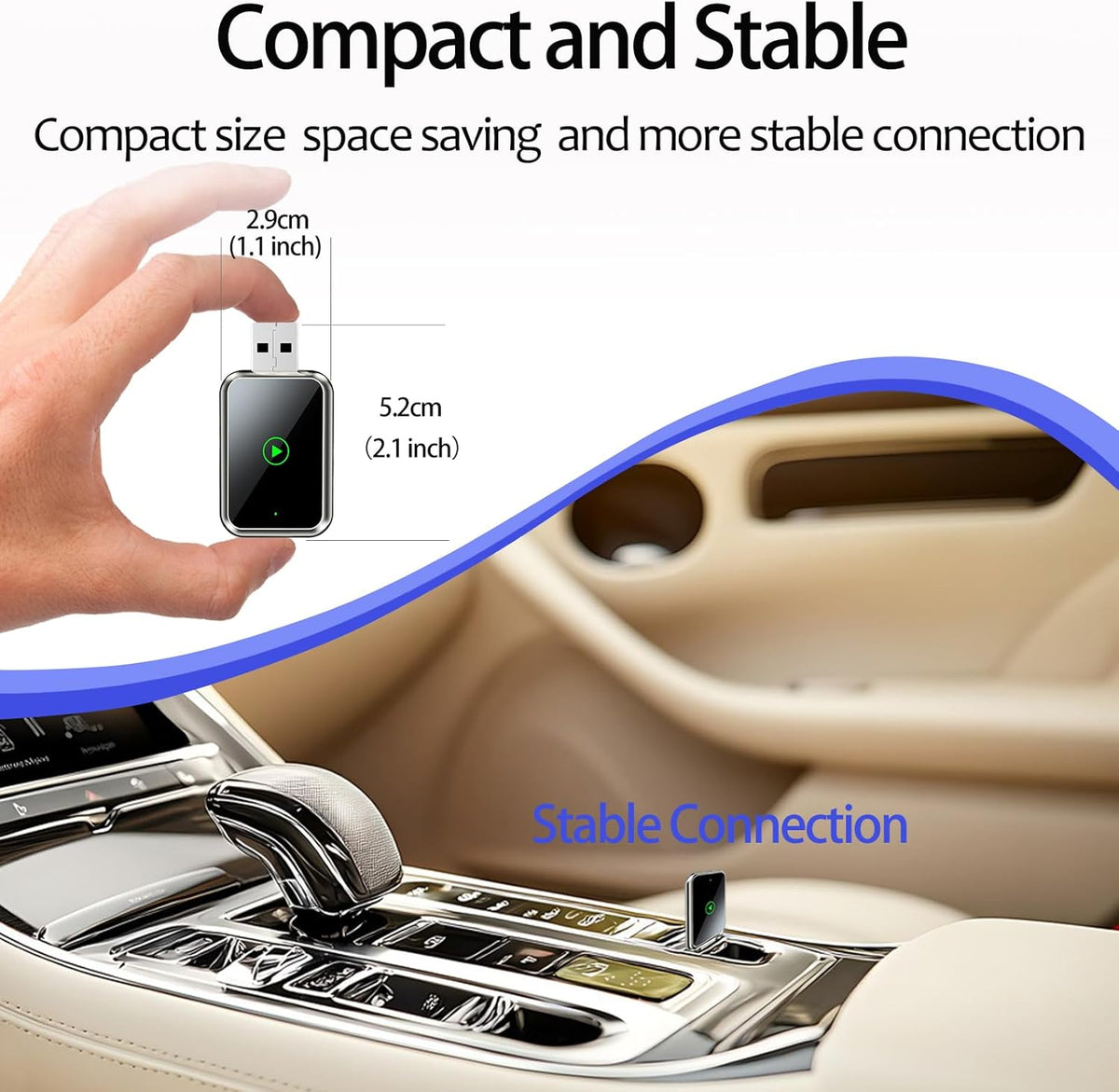 Wireless CarPlay Adapter for iPhone, Easily Upgrade Wired to Apple CarPlay Wireless Adapter, Fast Stable Connection Plug&Play Car Play Dongle for Cars from 2015+ Built-in CarPlay