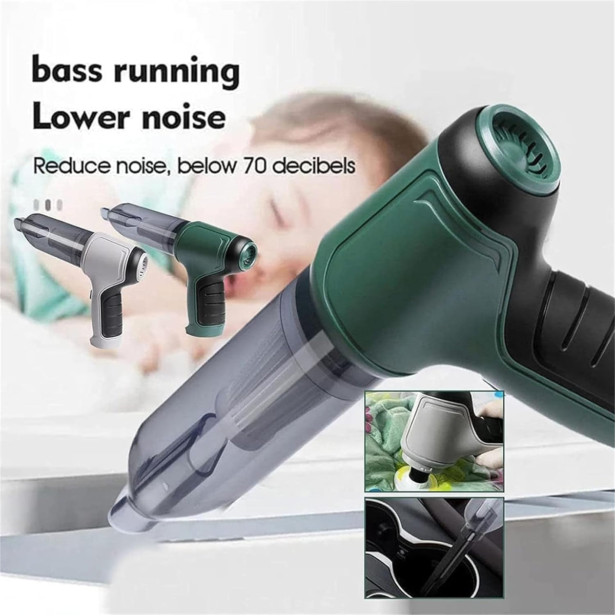 Vortix Smart Car Vacuum/Air Blower,Vortix Electric Air Duster & Vacuum,12000pa High Power Brushless Motor Wireless Handheld Car Vacuum Cleaner with Washable Filter & Storage Bag (Green)