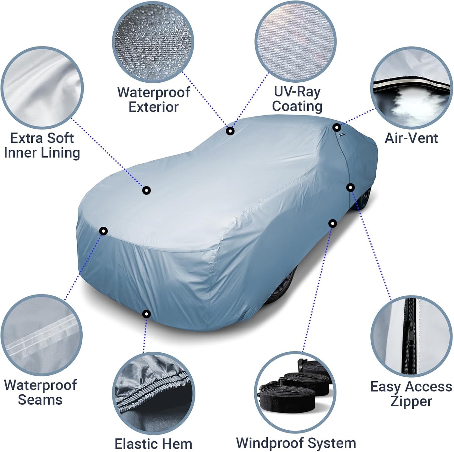 iCarCover Premium Car Cover for 1979 Pontiac Trans AM Silver Anniversary Heavy Duty Waterproof All-Weather Automobiles Custom Fit Indoor Outdoor UV Snow Protection Covers with Straps and Bag