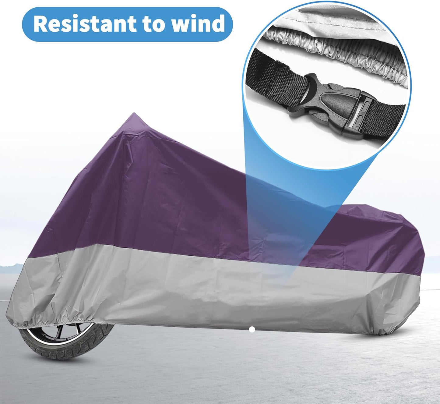 X AUTOHAUX Motorcycle Cover for Harley Davidson for Honda for Suzuki All Season Waterproof Sun Outdoor Protection Motorbike Cover Fits Up to 86.61'' Motorcycles Cover L Purple Silver Tone