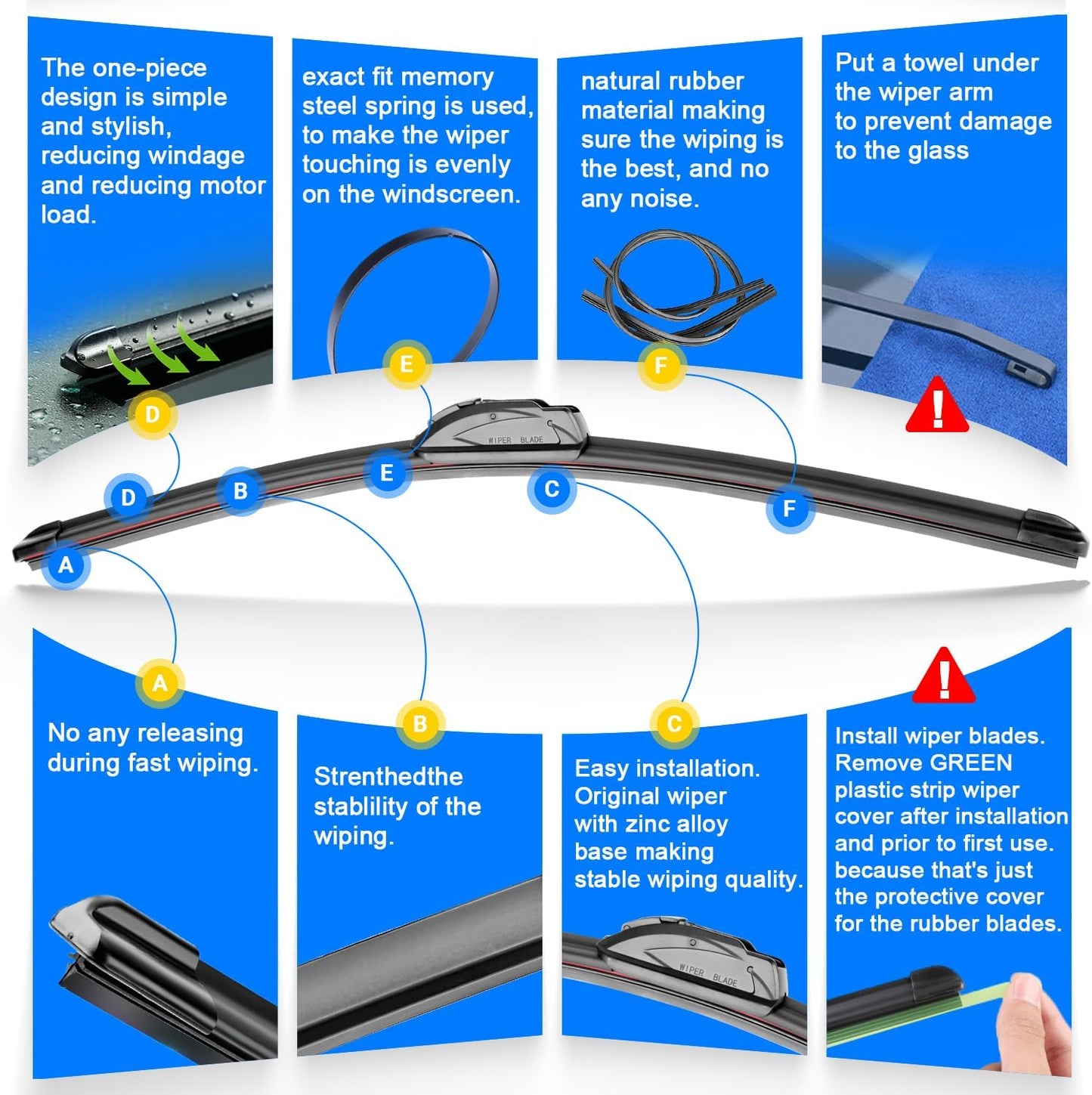 Windshield Wiper Blades Replacement for 2017-2023 GMC Acadia Original Factory Quality Front Rear Wipers Blade Set for My Car - 24" 20" 10" (Pack of 3)