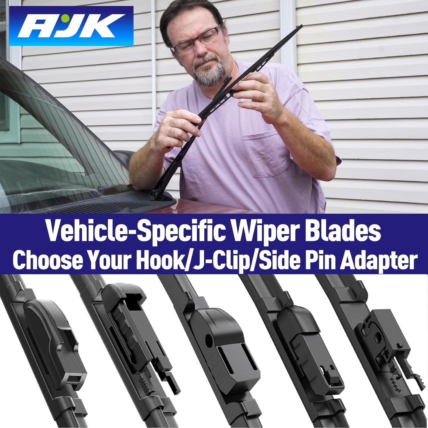 AJK Front Windshield Wiper for Mazda 6 2018 2019 2020 2021, Original Equipment Window Wipers Blades, Conventional, Vehicle Specific Fit, Pack of 2