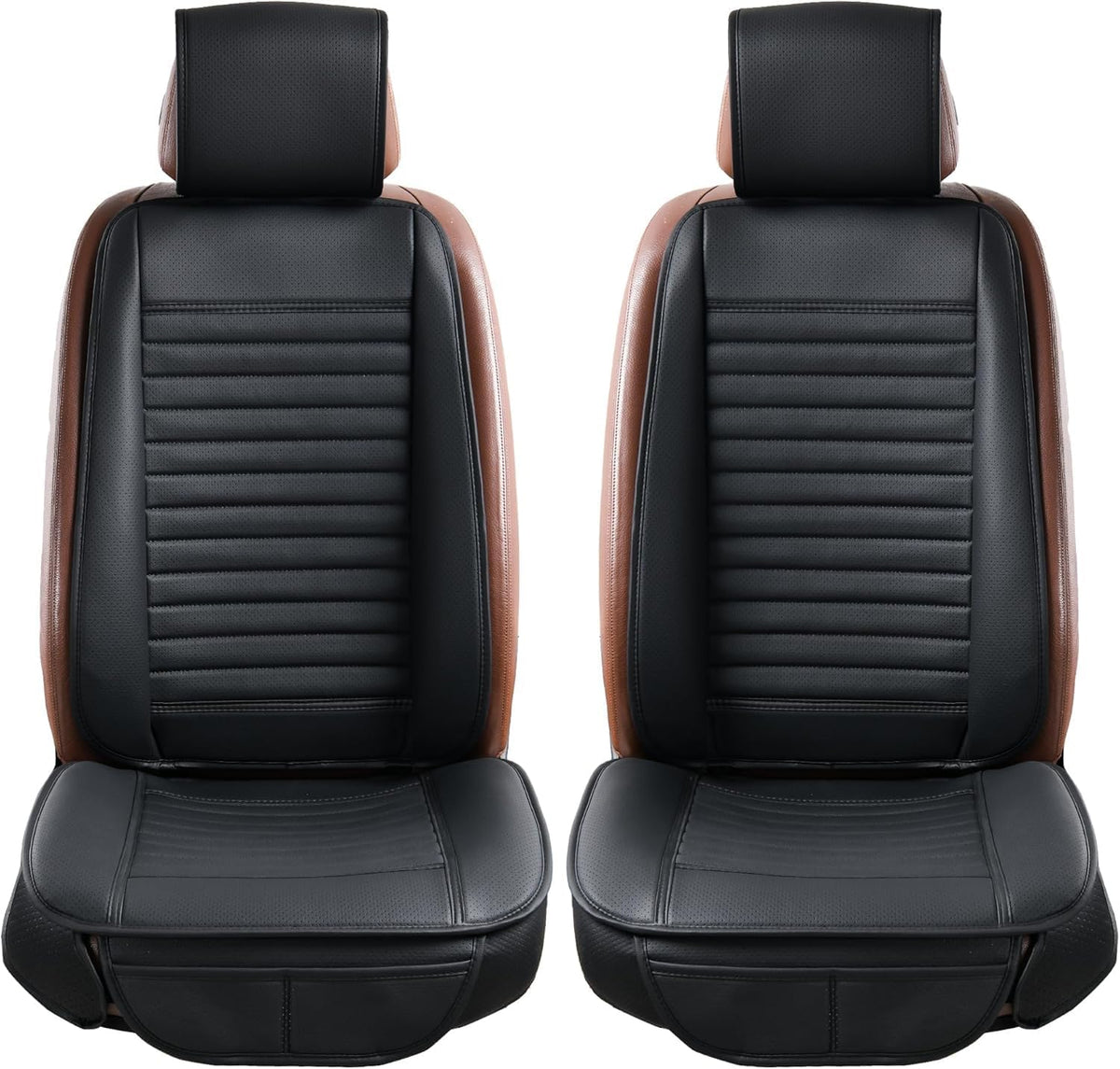 Universal Leather Car Seat Covers Full Set, Car Seat Cushion Covers Protector for Cars SUV Pick-up Truck Van Interior Accessories(Black)