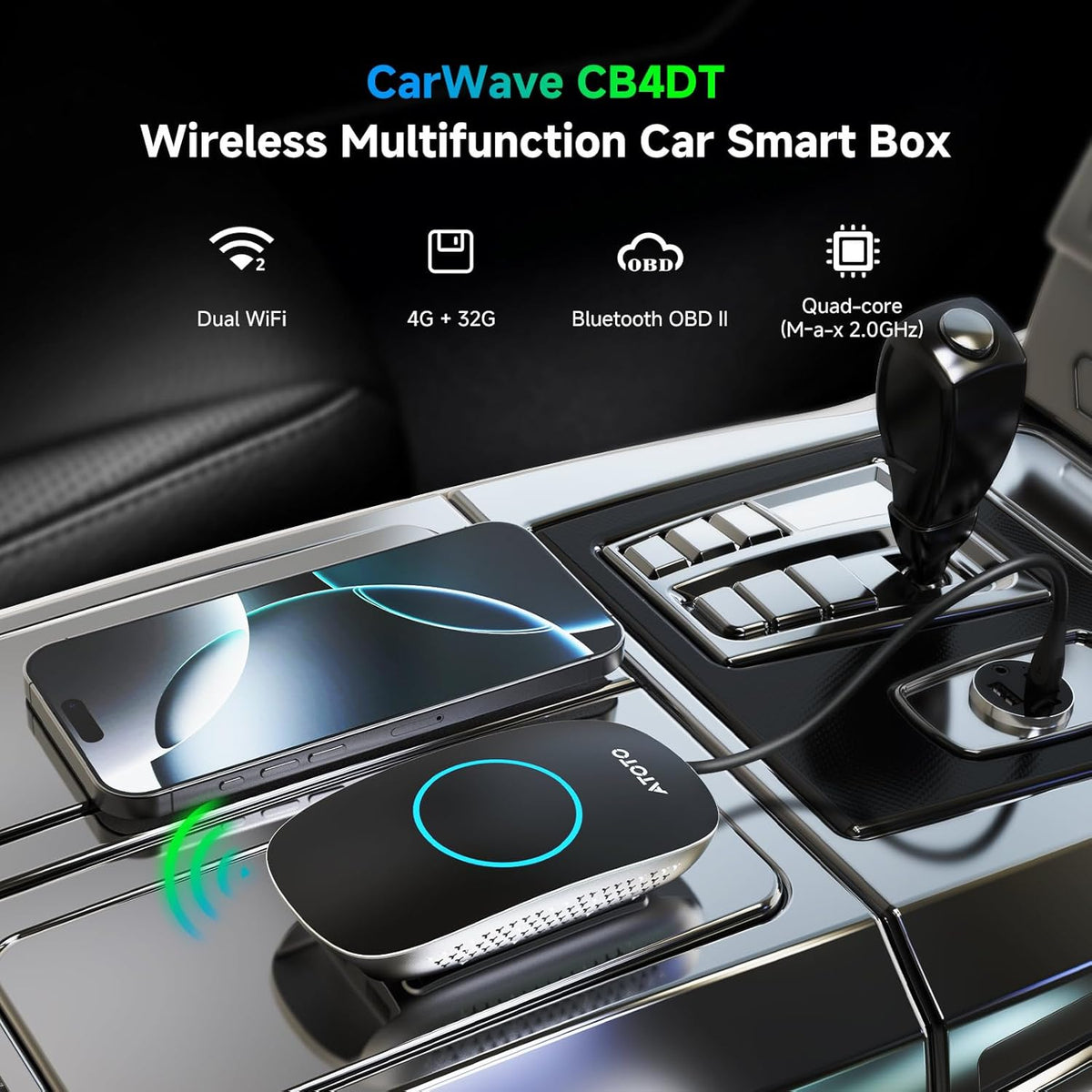 Wireless CarPlay Adapter Ai Box with OBD2 Scanner, Car Video Streaming Wireless Plug & Play Carplay Adapter for iPhone & Android Auto with ChatGPT, Supports YouTube, Netfilx 256GB Max, HDMI
