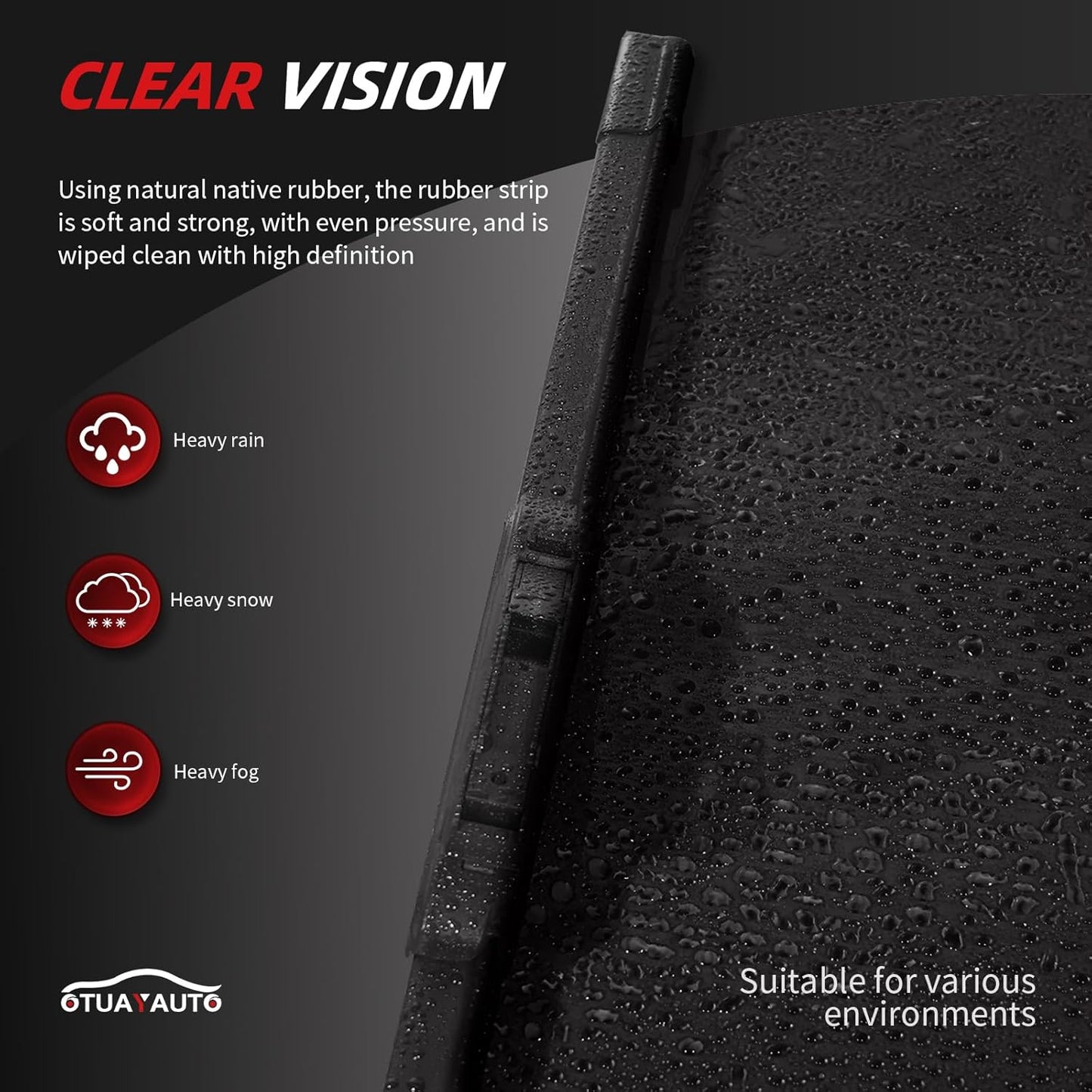 OTUAYAUTO Premium Windshield Wiper Blades - Replacement for Subaru Ascent 2019-2023 - Precision Fit, All-Weather Performance, Front and Rear Wiper Blades, Top Lock - 26"+20"+14" (Pack of 3)