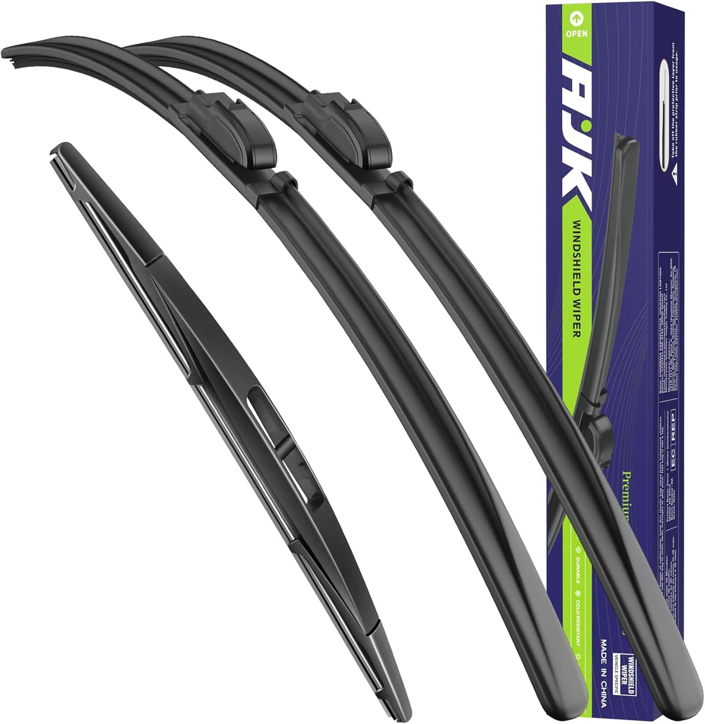 AJK Wiper Blades for Honda Fit 2009 2010 2011 2012 2013 2014 2015 2016 2017 2018 2019 2020, 2 Piece All Weather OEM Quality Automotive Replacement Windshield Wiper Blades for My Car