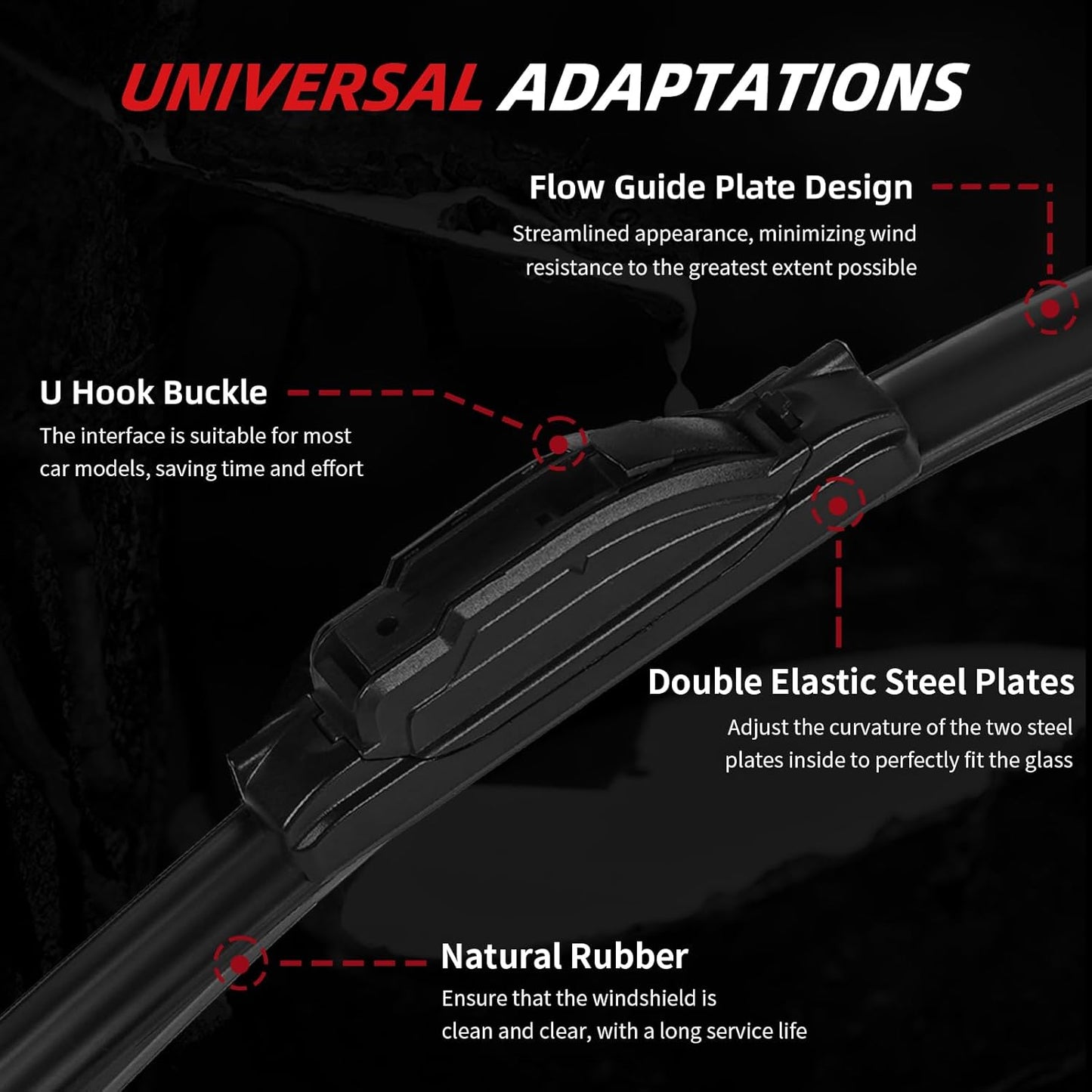 OTUAYAUTO Premium Windshield Wiper Blades - Replacement for Subaru Forester 12-18, Outback 15-19 - Precision Fit, All-Weather Performance, Front and Rear Wiper Blades, U Hook - 26"+17"+14" (Pack of 3)