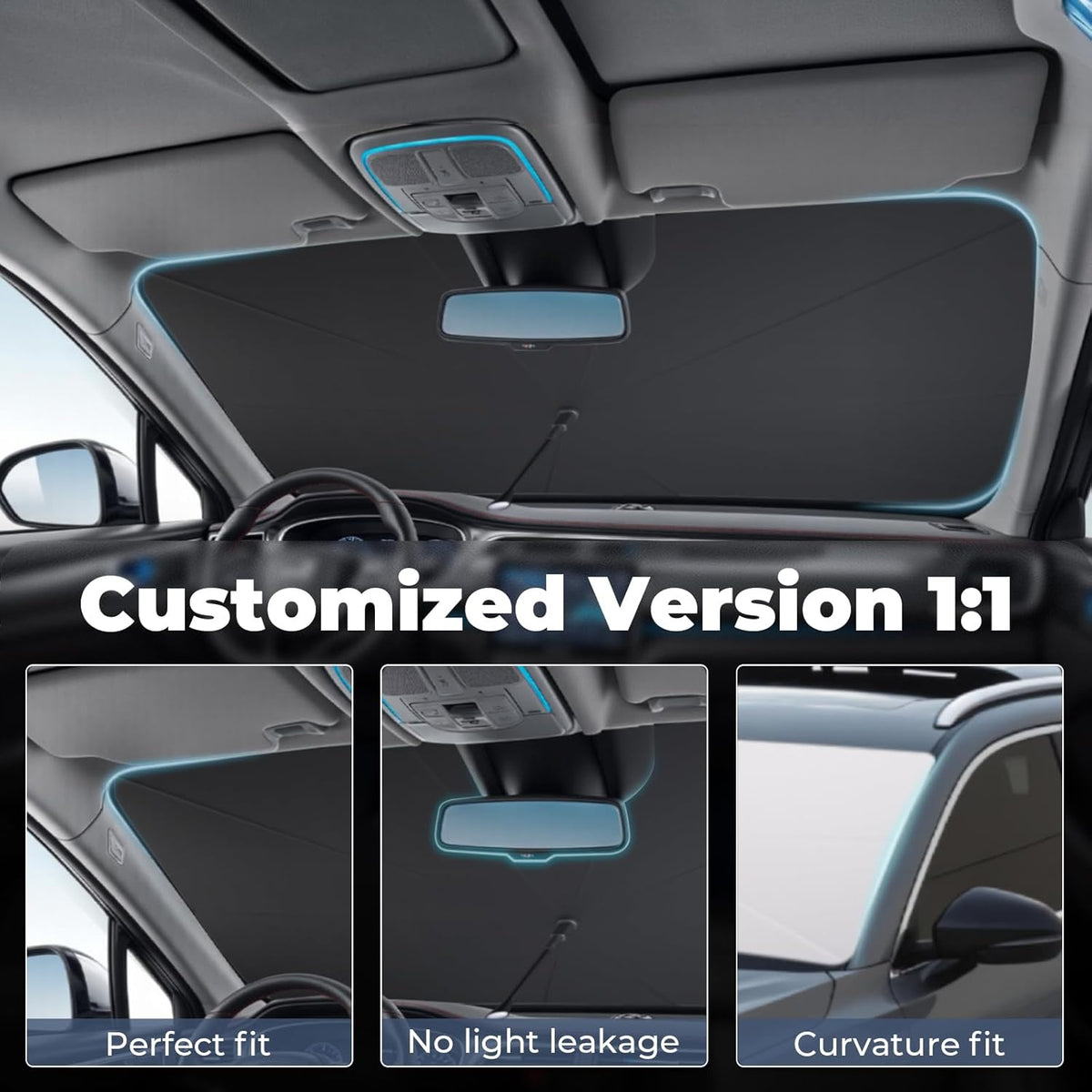 Windshield Sun Shade Umbrella: for Toyota RAV4-2013-2018 - Front Car Window Shades - Double Thickened Foldable Sunshades Block UV Keep Cool