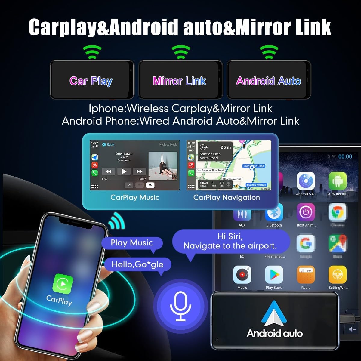 Kunfine Tesla Style Car CarPlay Android Auto Navigation Stereo GPS Radio Reverse Camera 9.7" IPS Touchscreen Headunit Tablet Media Player For Peugeot 301 13-22, if Applicable Octa Core 4G+64G Advanced