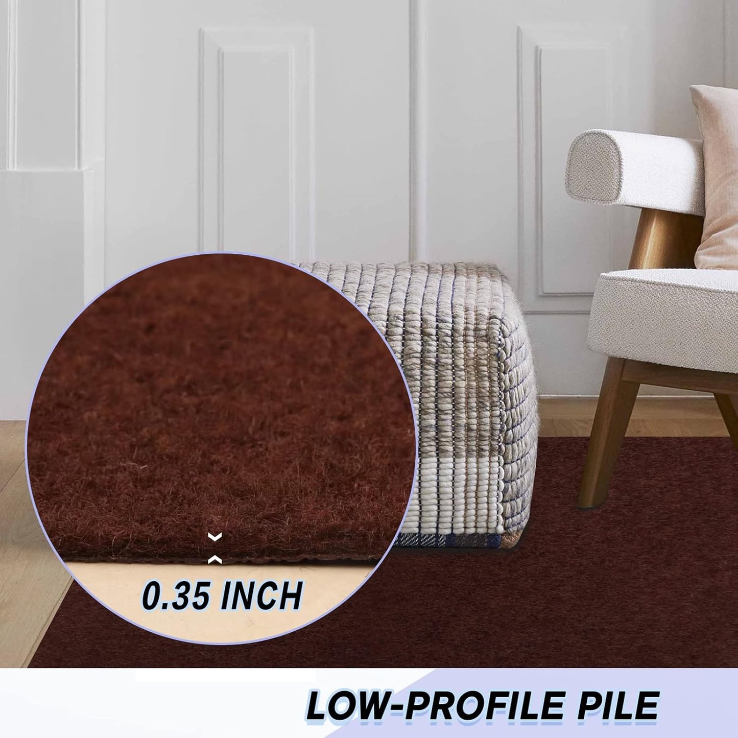 Custom Size Backed Non-Slip Area Rugs Runner, Easy Clean, Waterproof Runner Rugs for Hallway Entryway, Kitchen, Laundry, 4FT x 66FT, Brown