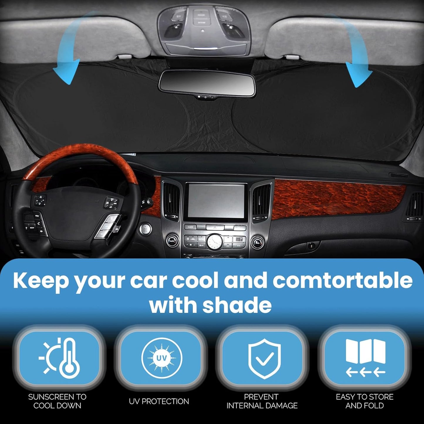 Windshield Sun Shade for Honda Pilot 2016-2025 2026 Windshield Cover, Front Window Sunshades Sun Visor for Pilot EX-L Special Edition Elite Black Edition Touring Car Accessories
