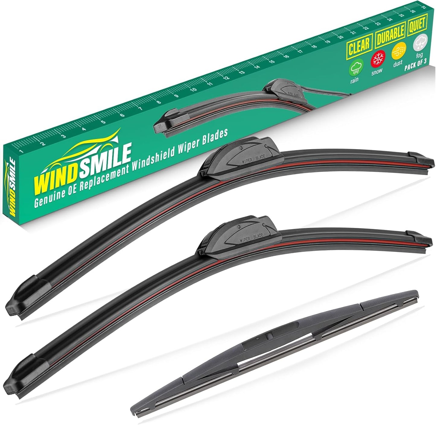 16" 16" 12" Windshield Wiper Blades Replacement for Jeep Wrangler JL 2018 2019 2020 2021 2022 2023 Premium All Weather Front Rear Wipers Set - OEM Quality (Pack of 3)