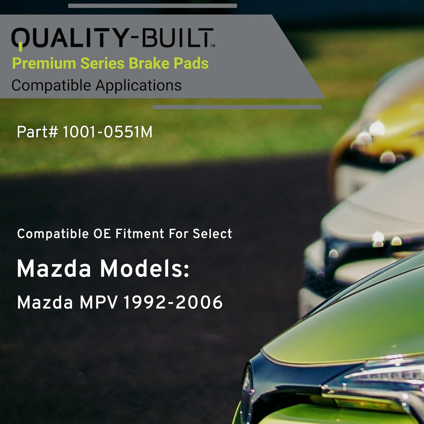 Premium Semi-Metallic Front Brake Pads (1001-0551M) Compatible with Mazda MPV 1992-2006